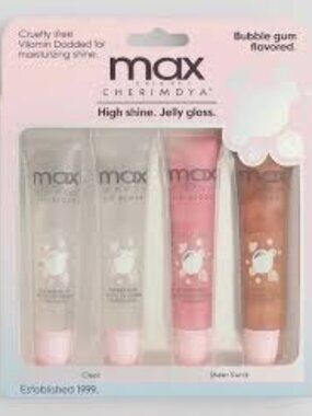 NWT- 4PK Cherimoya Bubble Gum Lipgloss•High Shine (Clear & Sheet Swirls)